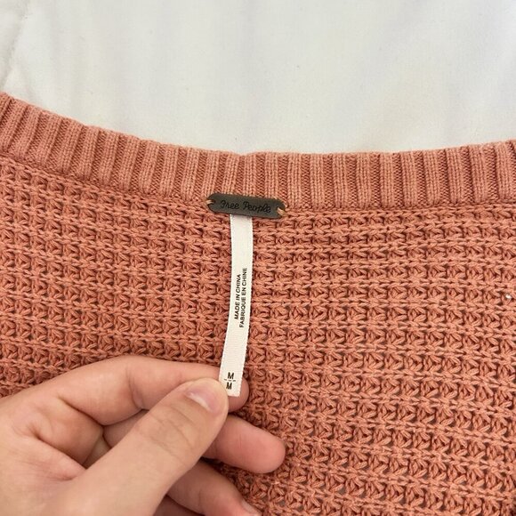 Free People Womens Medium M Designer Shoulder Peek-A-Boo Strappy Knit Sweater - Picture 3 of 7